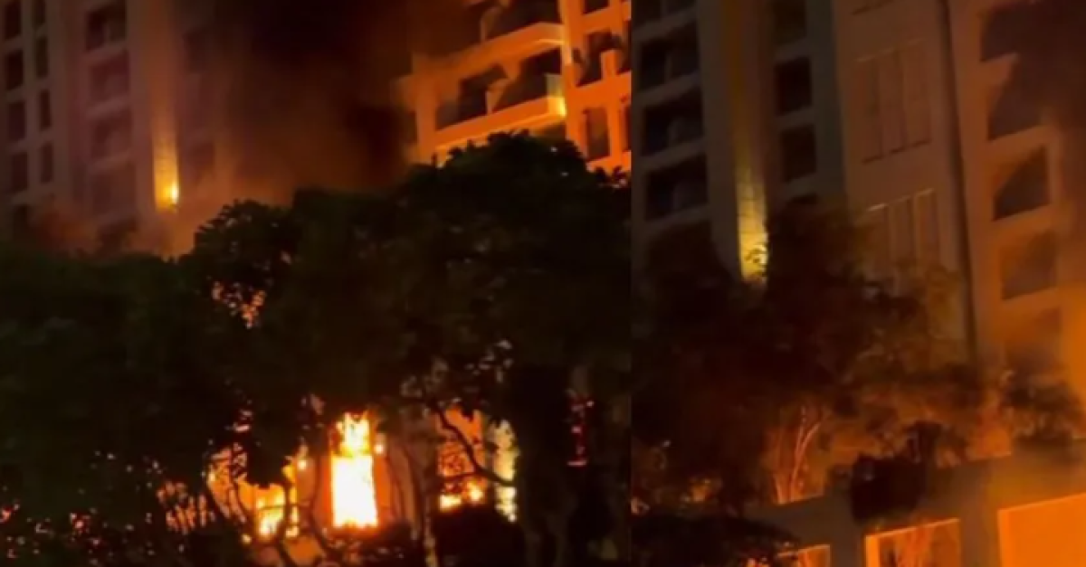 Обломки ракеты вызвали пожар в жилом районе Дубае