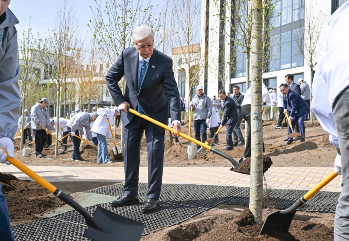 Токаев посадил дерево в Астане и выслушал отчёты чиновников об экологии