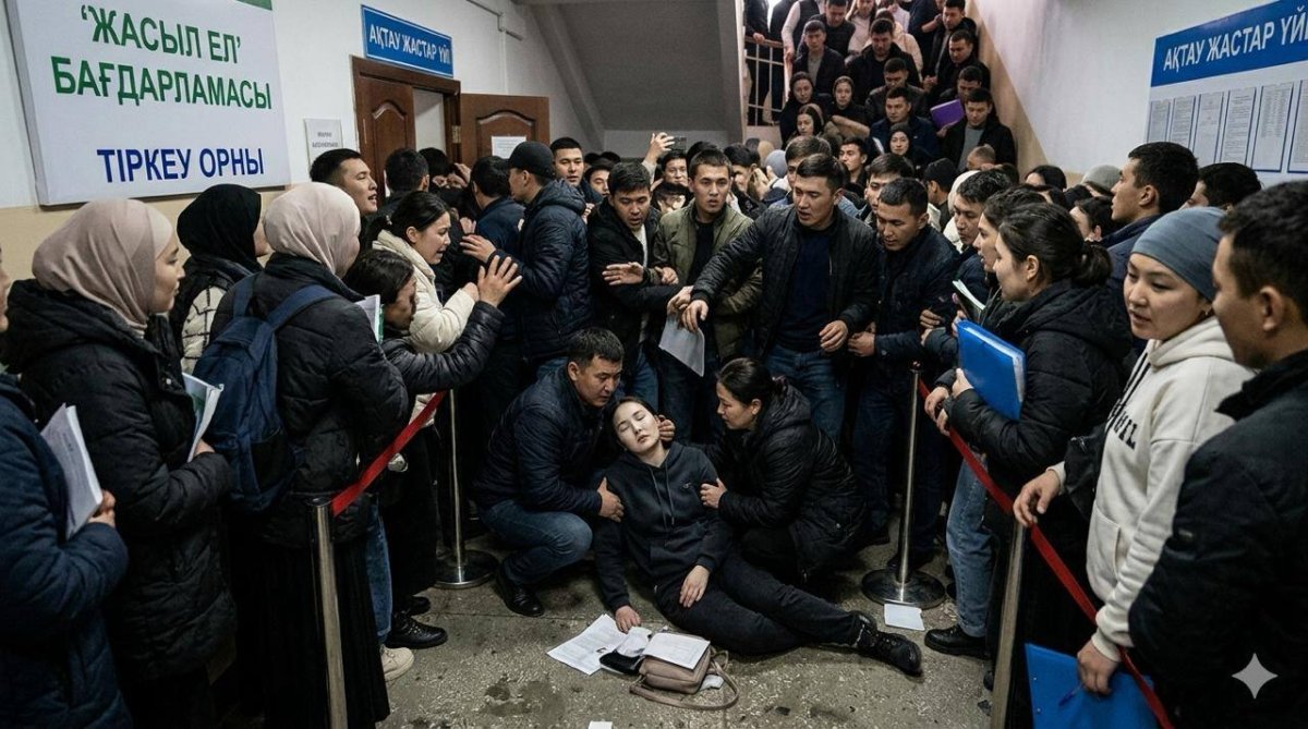 Женщина упала в обморок в давке в Актау