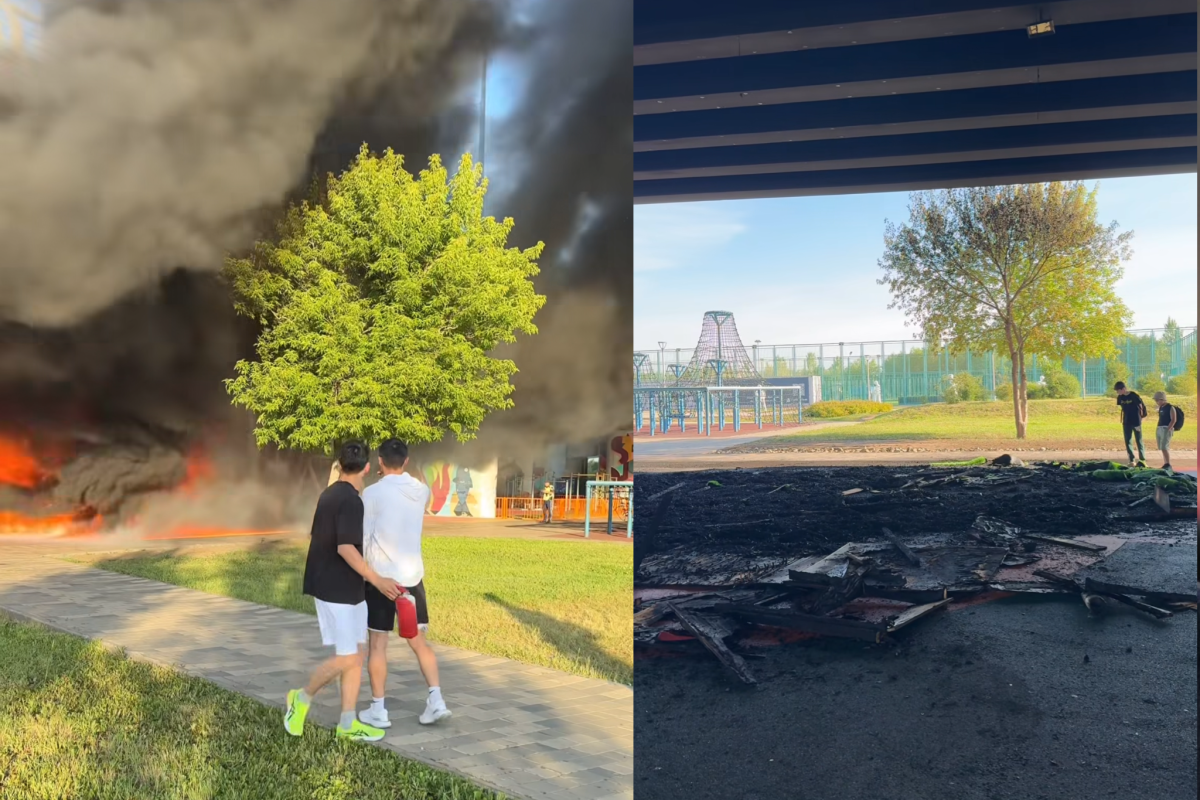 Крупный пожар в Триатлон-парке Астаны: подростков подозревают в поджоге