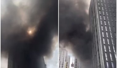 Строящийся ЖК горит в центре Астаны