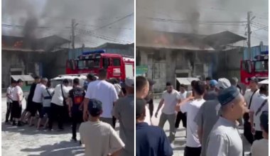Горит рынок «Дордой» в Бишкеке