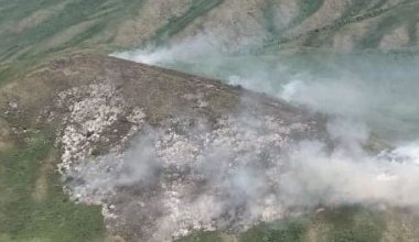 Сильный пожар разгорелся в горах Восточного Казахстана