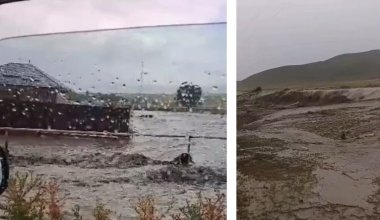 В Алматинской области затопило дворы и дорогу