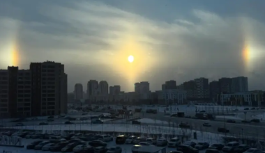 Жители Астаны стали свидетелями необычного явления в небе