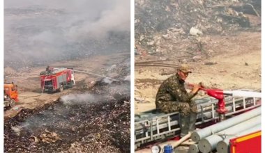 Почти неделю Тараз дышит дымом от горящего полигона