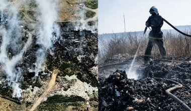 В Жамбылской области загорелся мусорный полигон